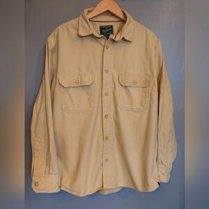 Vintage Woolrich Yellow Heavy Cotton Long Sleeve Shirt Size L Long Made In USA
